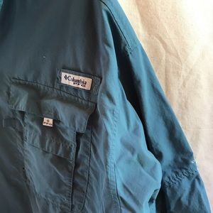 Columbia Blue Casual Button Up Men’s Fishing Shirt